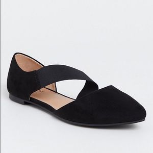 Black Cross ankle strap flat